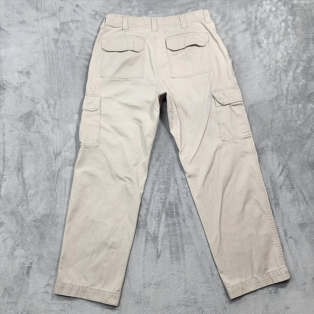 Vintage Basic Editions Pants Mens 36x32 Beige Cargo Regular Fit Cotton Casual